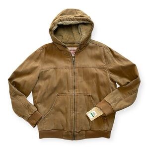 Men’s LEVIS Hooded Large Sherpa Wool Lined Full Zip Utility Work Jacket NEW